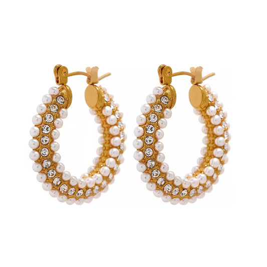 Imitation pearl statement earrings