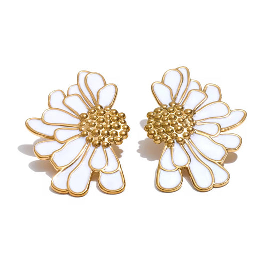 Exquisite enamel beautiful flower stud earring