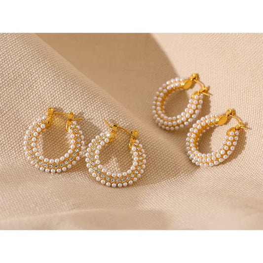Imitation pearl statement earrings
