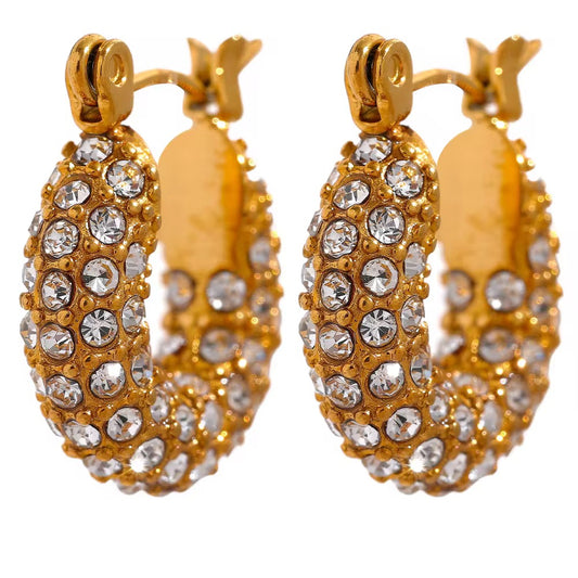 Crystal Encrusted Luxe Gold Hoop Earrings